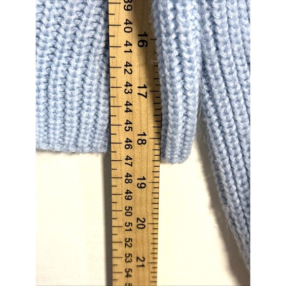 JOLIE & JOY Cropped V Neck Sweater with Drawstring Adjustable Hem Light Blue-S - Picture 8 of 10